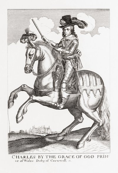 Charles I, konge af England, Skotland og Irland, 1600-1649, fra Woodburns Gallery of Rare Portraits, pub. 1816. af English School